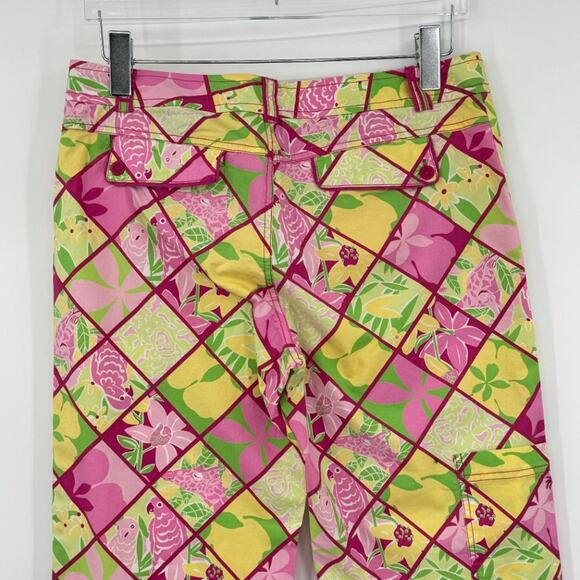 Lilly Pulitzer white label patchwork floral parrot giraffe print cropped pants 8 - Picture 6 of 8
